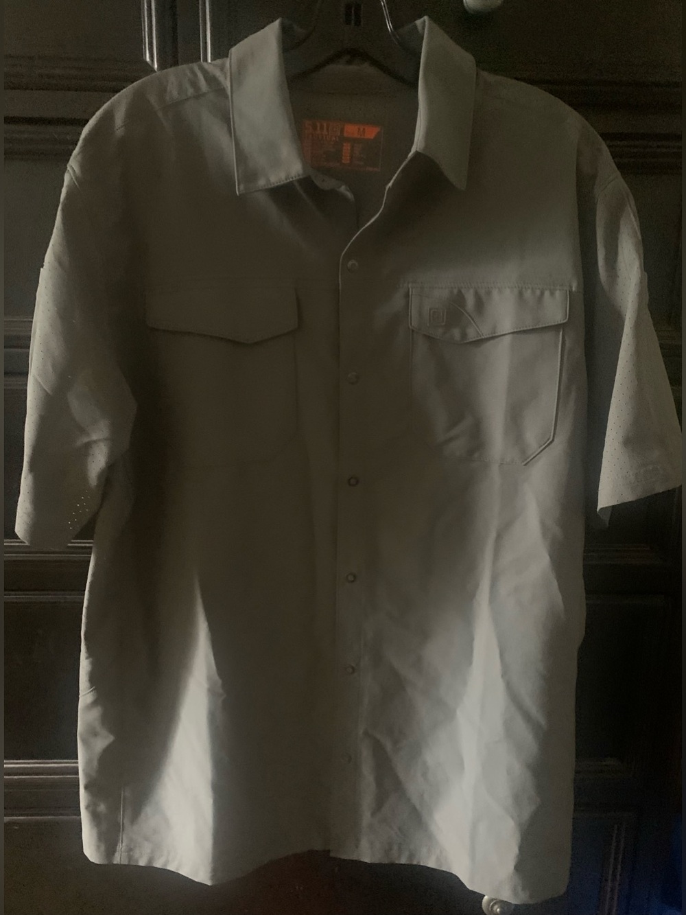 Men's Short-Sleeve Button Front Shirt in Gray